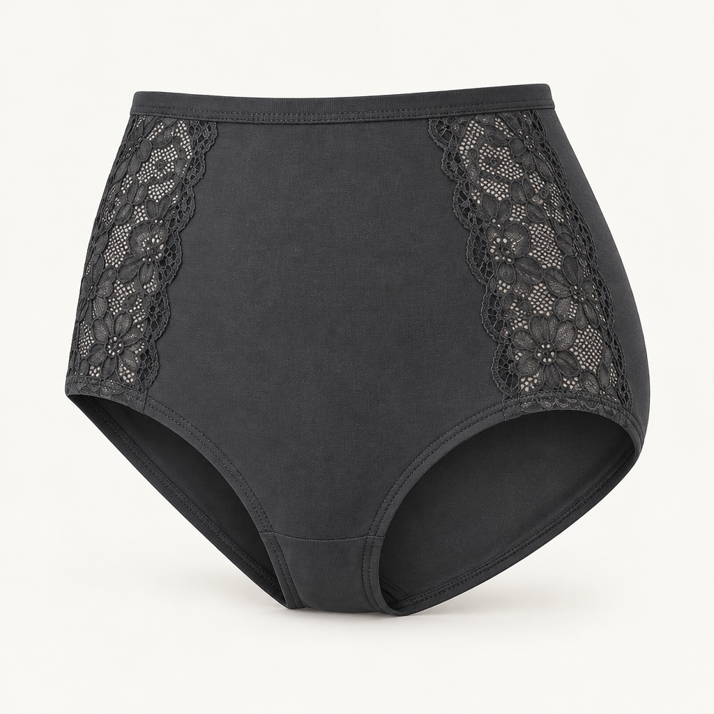 Lace-Panel High-Rise Briefs front product view